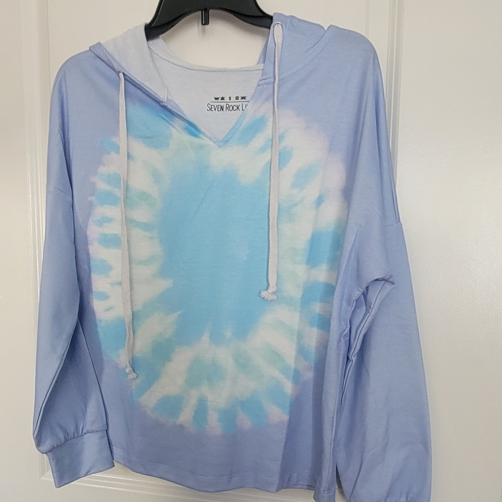 Seven Rock Life Hoodie, sz. Small, blue tye die